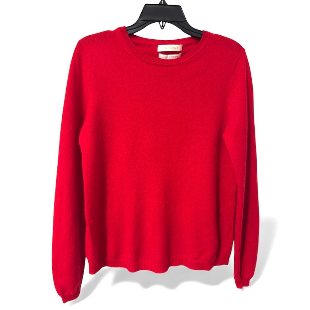 Ellen Tracy 100% Cashmere Red Crew Neck Sweater Large